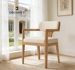 Solid Wood Frame Armchair Vynil Fabric