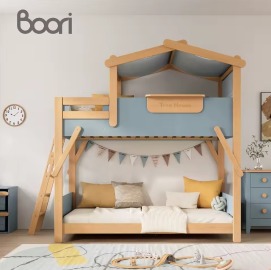 Childrens Solid Wood Treehouse Bed, Bunk