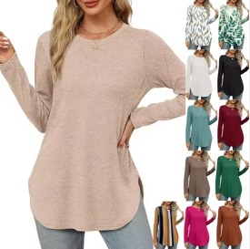 Ladies Crew Neck Plain Casual Sweatshirt