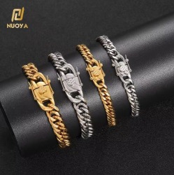 Mens Jewelry 18K Plated Gold Miami Chain